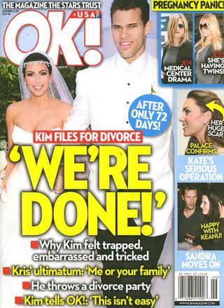 Illustration for article titled This Week In Tabloids: Poor Kim Had To Get Married For Advertisers' Sake